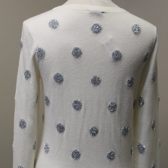 Talbots Tinsel Dot Sweater, XS, Winter White - Picture 6 of 10